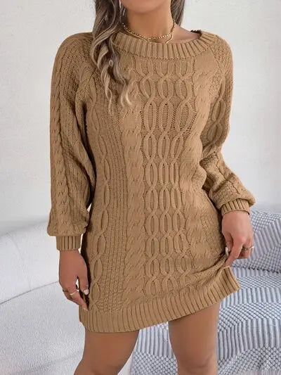 SweaterDress, CableKnitwear, WinterFashion, CozyStyle, KnittedDress, RoundNeckDress, CasualElegance, ChicKnit, VersatileDress, FashionEssential, ComfortableStyle, DressToImpress, WarmAndStylish, ClassicKnitwear, EverydayFashion,