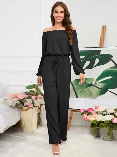 OffShoulderStyle, JumpsuitFashion, StraightLeg, ChicJumpsuit, FashionistaFave, TrendyOutfit, ElegantLook, SummerFashion, VersatileStyle, EffortlessChic, DayToNightWear, FashionEssentials, StylishJumpsuit, OffShoulderTrend, AllInOneOutfit