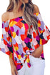 Tied Printed Off-Shoulder Half Sleeve Blouse - Nikki’s Place