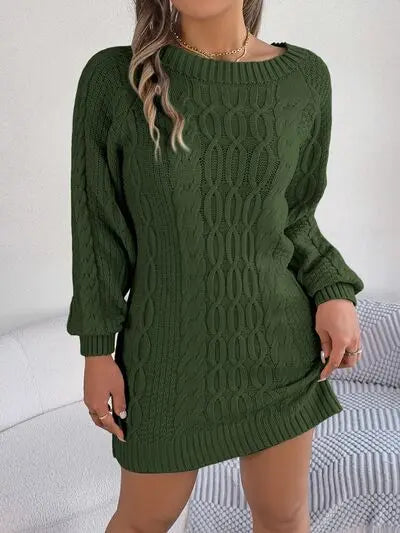 SweaterDress, CableKnitwear, WinterFashion, CozyStyle, KnittedDress, RoundNeckDress, CasualElegance, ChicKnit, VersatileDress, FashionEssential, ComfortableStyle, DressToImpress, WarmAndStylish, ClassicKnitwear, EverydayFashion,