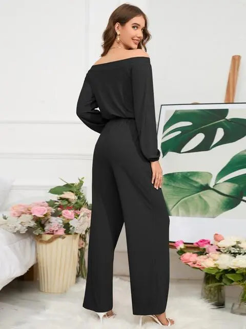 OffShoulderStyle, JumpsuitFashion, StraightLeg, ChicJumpsuit, FashionistaFave, TrendyOutfit, ElegantLook, SummerFashion, VersatileStyle, EffortlessChic, DayToNightWear, FashionEssentials, StylishJumpsuit, OffShoulderTrend, AllInOneOutfit