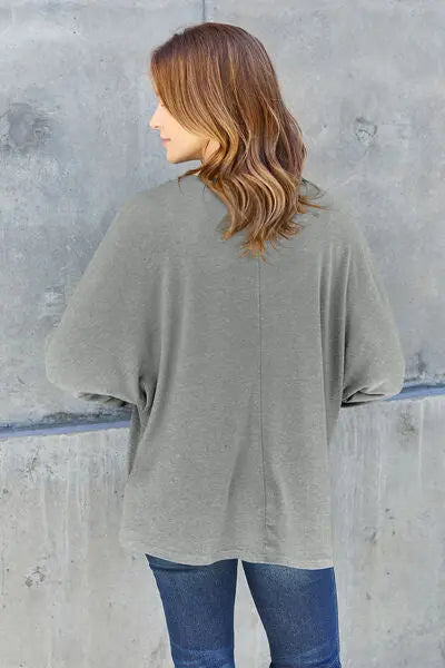 Double Take Full Size Round Neck Long Sleeve T-Shirt - Nikki’s Place