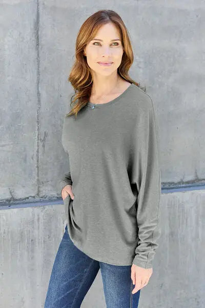 Double Take Full Size Round Neck Long Sleeve T-Shirt - Nikki’s Place