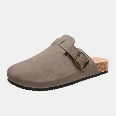 Suede Closed Toe Buckle Slide - Nikki’s Place