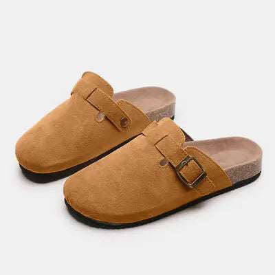 Suede Closed Toe Buckle Slide - Nikki’s Place