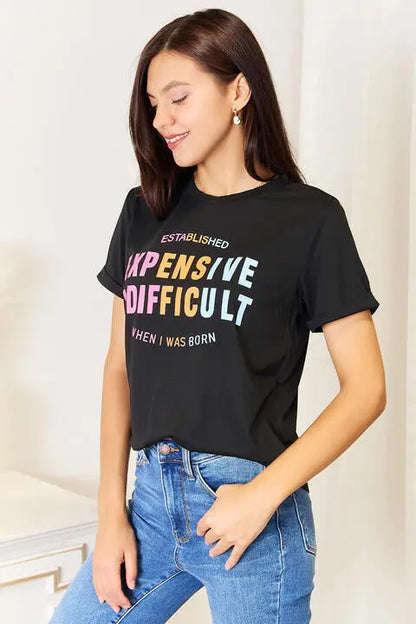 Simply Love Slogan Graphic Cuffed Sleeve T-Shirt - Nikki’s Place