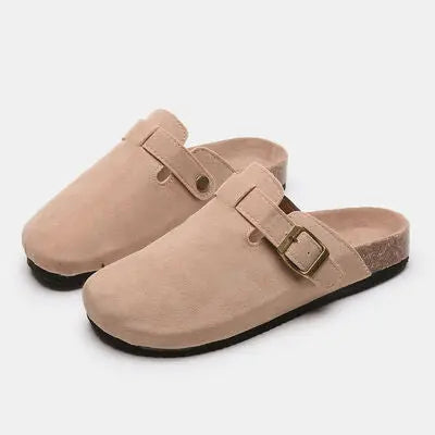 Suede Closed Toe Buckle Slide - Nikki’s Place