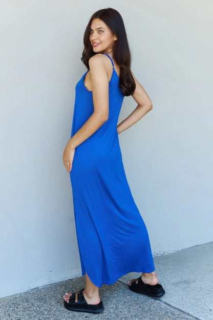 Ninexis Good Energy Regular/ Full Size Cami Side Slit Maxi Dress in Royal Blue - Nikki’s Place