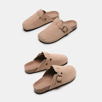 Suede Closed Toe Buckle Slide - Nikki’s Place