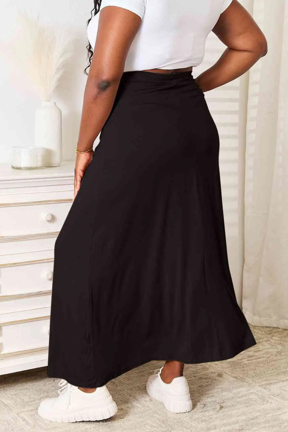 Soft Rayon Drawstring Waist Maxi Skirt Rayon - Nikki’s Place