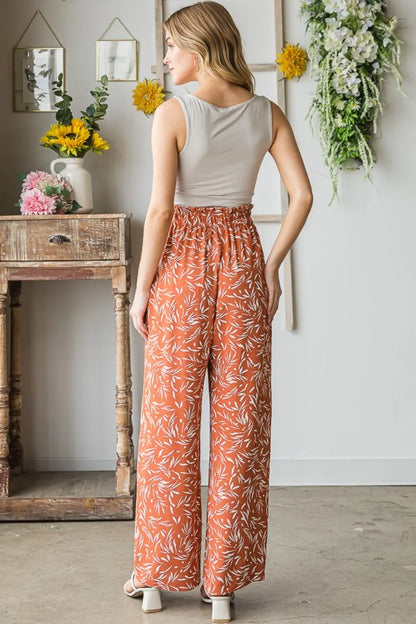 Heimish Regular/Full Size Printed Tied Straight Casual Pants - Nikki’s Place