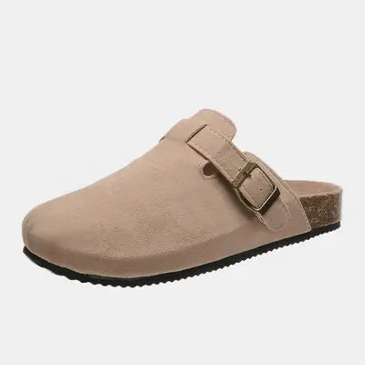 Suede Closed Toe Buckle Slide - Nikki’s Place