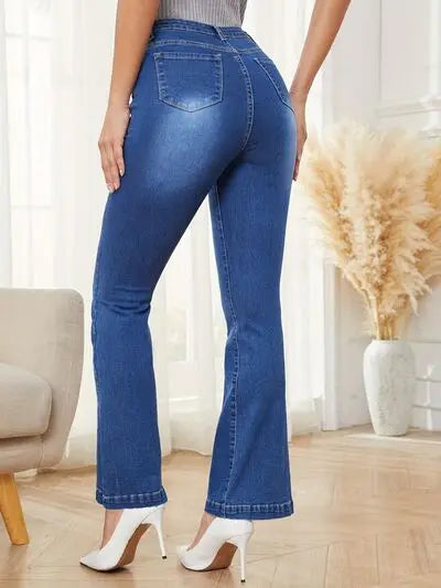 High Waist Bootcut Jeans with Pockets - Nikki’s Place