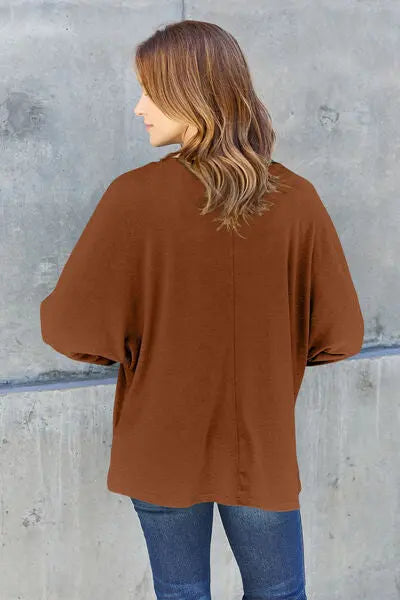 Double Take Full Size Round Neck Long Sleeve T-Shirt - Nikki’s Place