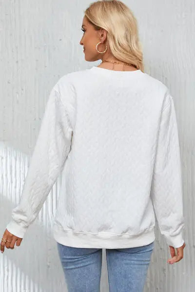 XOXO Heart Round Neck Dropped Shoulder Sweatshirt - Nikki’s Place