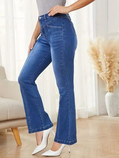 High Waist Bootcut Jeans with Pockets - Nikki’s Place