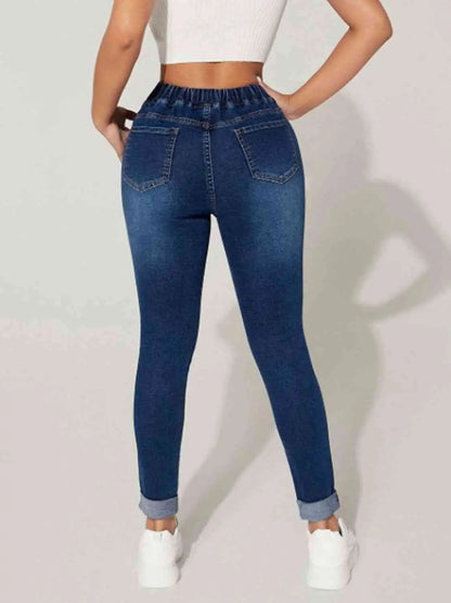 Drawstring Cropped Jeans - Nikki’s Place