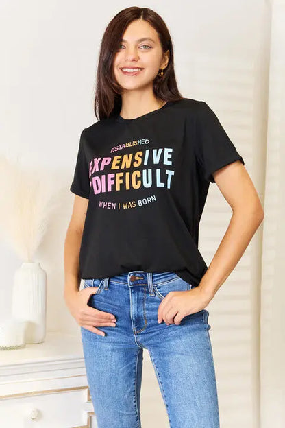 Simply Love Slogan Graphic Cuffed Sleeve T-Shirt - Nikki’s Place