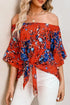 Tied Printed Off-Shoulder Half Sleeve Blouse - Nikki’s Place