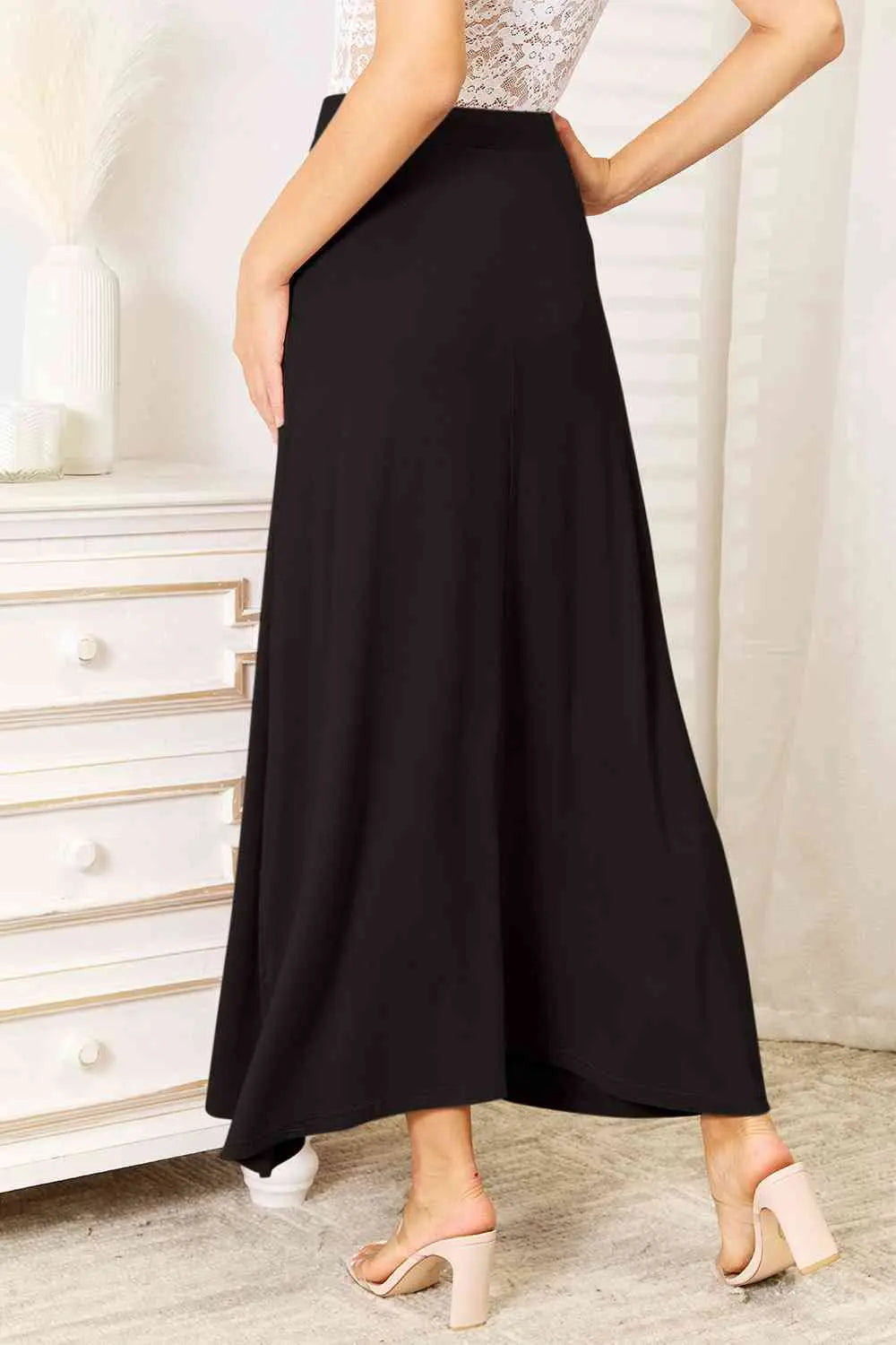 Soft Rayon Drawstring Waist Maxi Skirt Rayon - Nikki’s Place