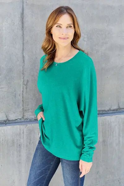 Double Take Full Size Round Neck Long Sleeve T-Shirt - Nikki’s Place