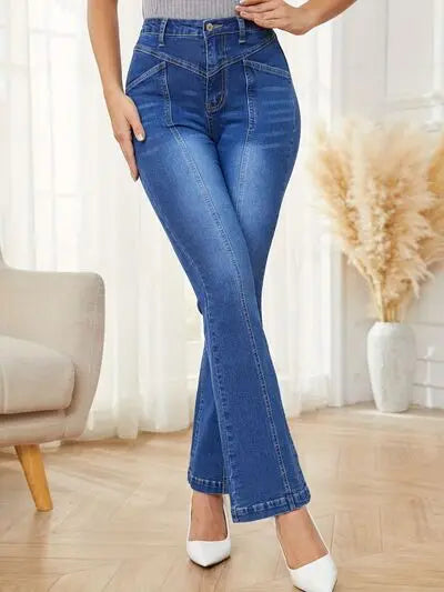 High Waist Bootcut Jeans with Pockets - Nikki’s Place