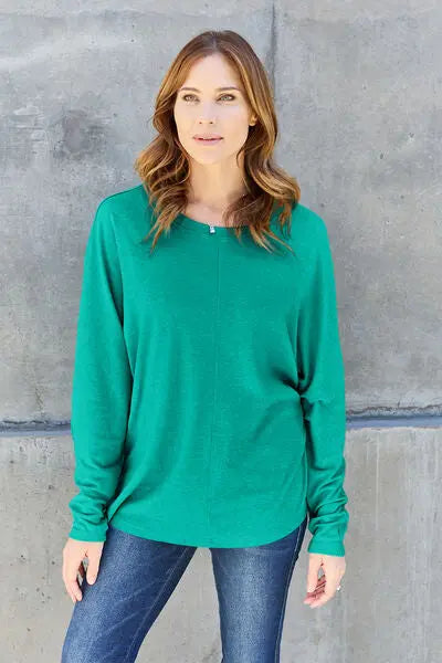 Double Take Full Size Round Neck Long Sleeve T-Shirt - Nikki’s Place