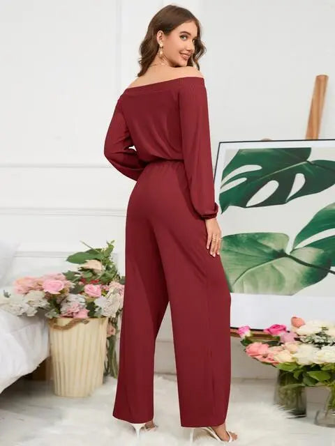 OffShoulderStyle, JumpsuitFashion, StraightLeg, ChicJumpsuit, FashionistaFave, TrendyOutfit, ElegantLook, SummerFashion, VersatileStyle, EffortlessChic, DayToNightWear, FashionEssentials, StylishJumpsuit, OffShoulderTrend, AllInOneOutfit