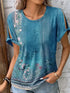 Printed Round Neck Short Sleeve T-Shirt - Nikki’s Place