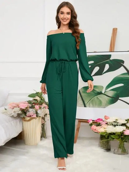 Off-Shoulder Straight Leg Jumpsuit - Nikki’s Place