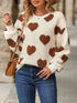 Fuzzy Heart Dropped Shoulder Sweatshirt - Nikki’s Place