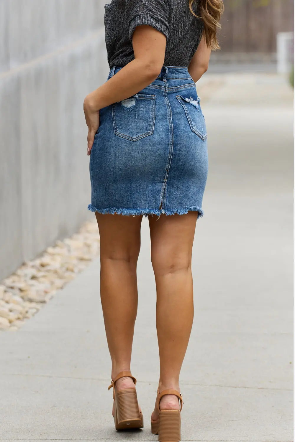 RISEN Amelia Full Size Denim Mini Skirt - Nikki’s Place