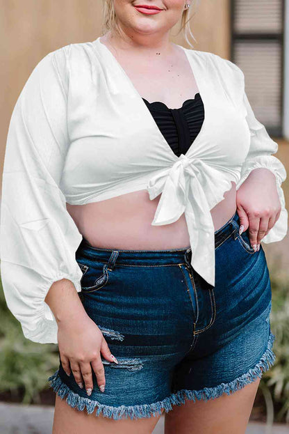 Plus Size Tie Front Crop Top - Nikki’s Place