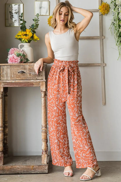 Heimish Regular/Full Size Printed Tied Straight Casual Pants - Nikki’s Place