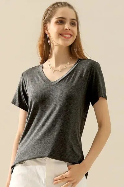 Ninexis Regular/Full Size V-Neck Short Sleeve T-Shirt - Nikki’s Place